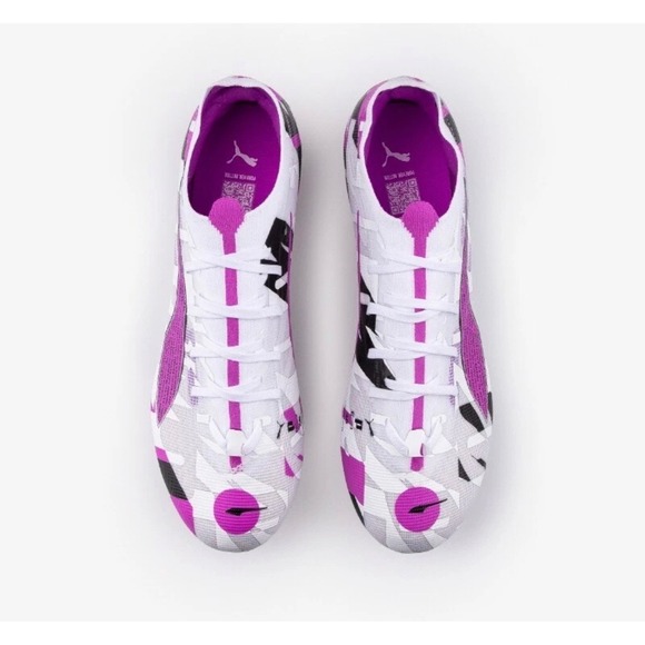 Puma Ultra 5 Ultimate FG/AG Mens 9.5 White Purple Excellence Graphic 108412-01